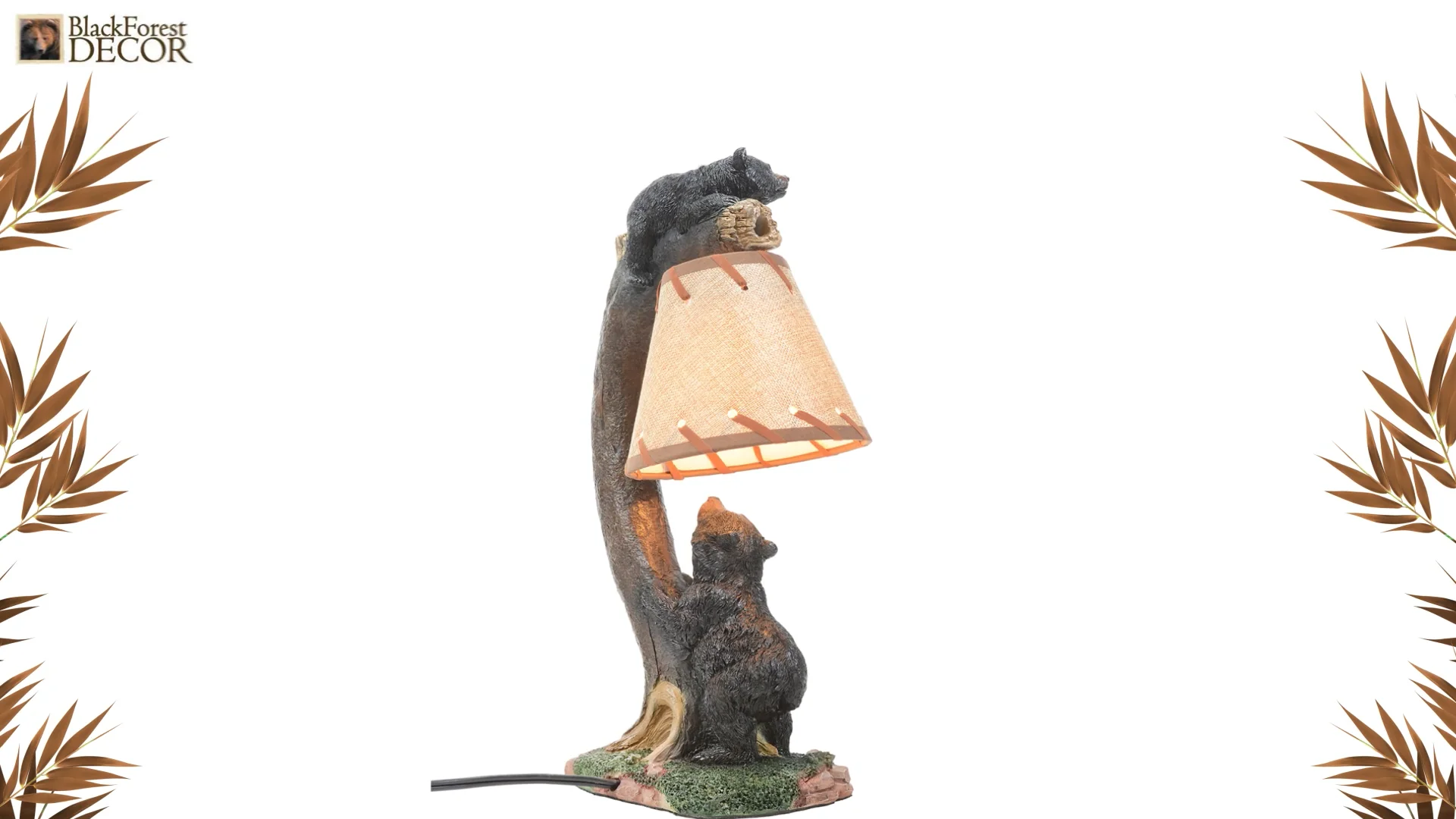 Ruby BlackCerberus&Ratty Bear2点セット Tree Climbing Bears Accent Lamp | Black Forest Decor