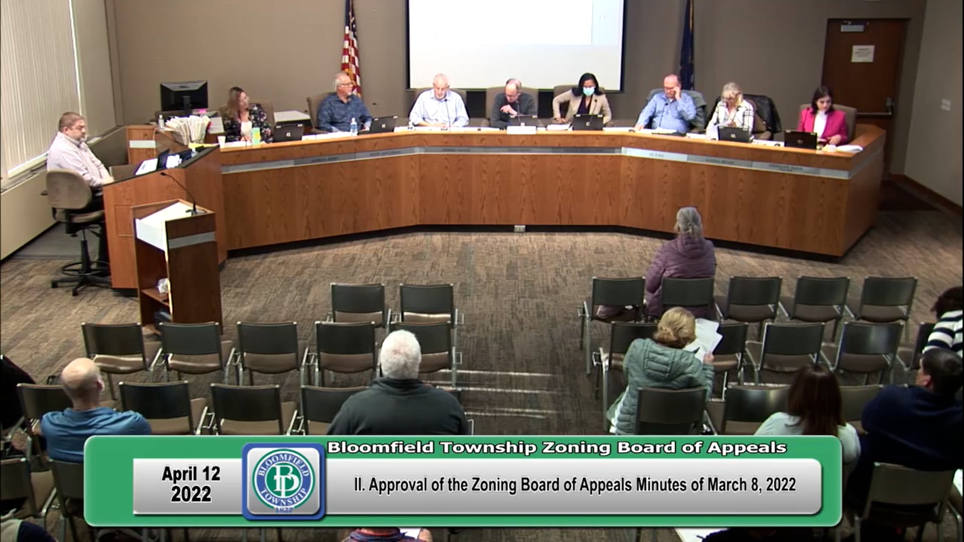 Bloomfield Township Zoning Board of Appeals Meeting 'April 12, 2022' on
