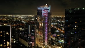 NBA Playoffs: Atlanta Hawks Victory Paramount Miami Worldcenter Tower Lighting B-Roll