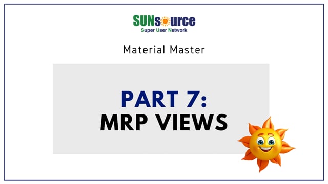 Material Master Part 7: MRP Views