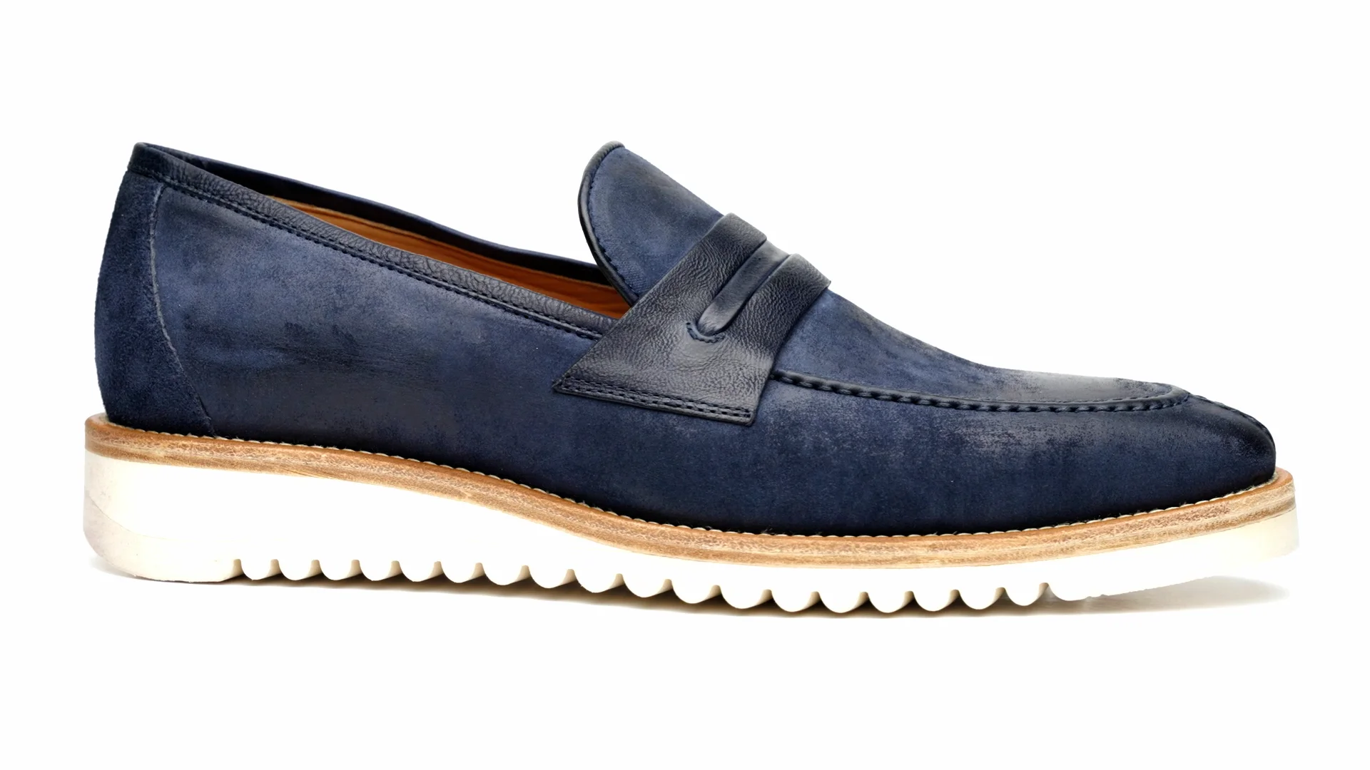 Calzoleria Toscana Q954 Suede & Calfskin Loafers Blue