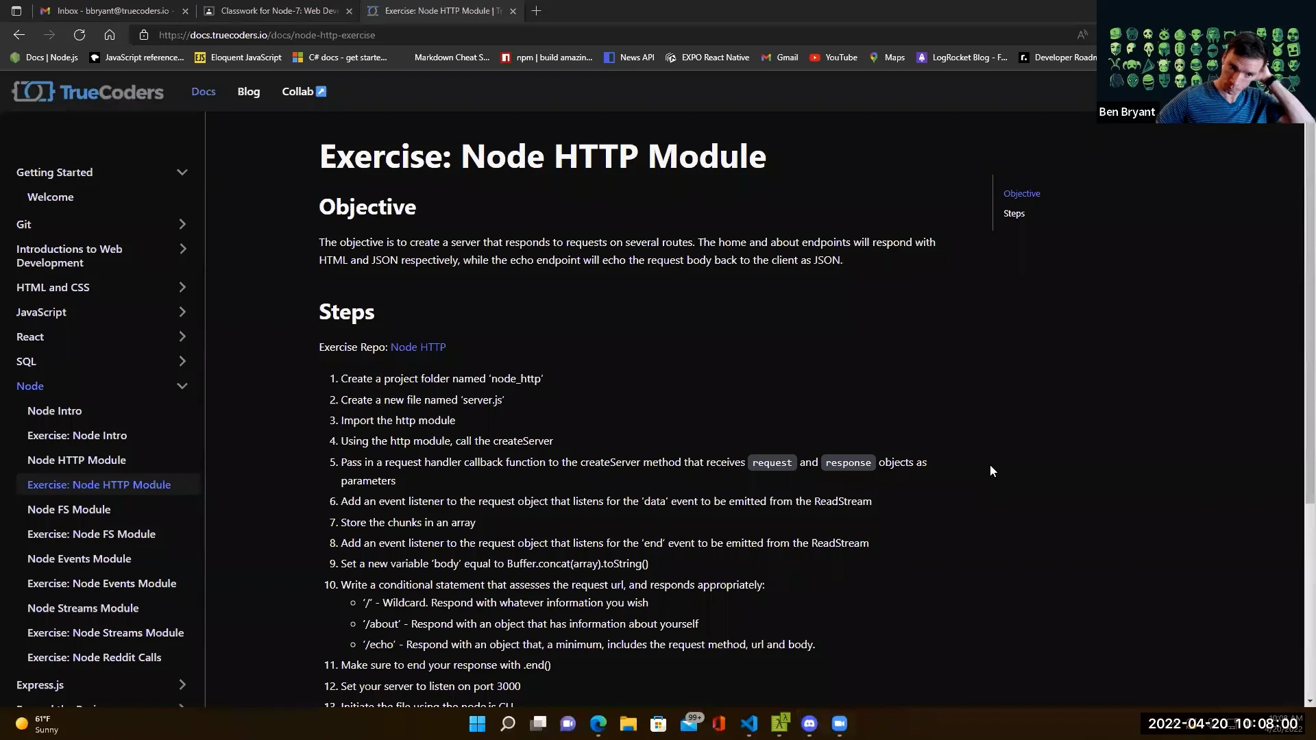 Node HTTP Exercise on Vimeo