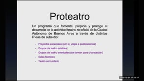 La gestión cultural de Proteatro en el período 2018-2019. Análisis crítico de un organismo representativo de la escena teatral porteña.