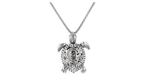Sterling Silver Bali-Style Turtle Pendant Necklace