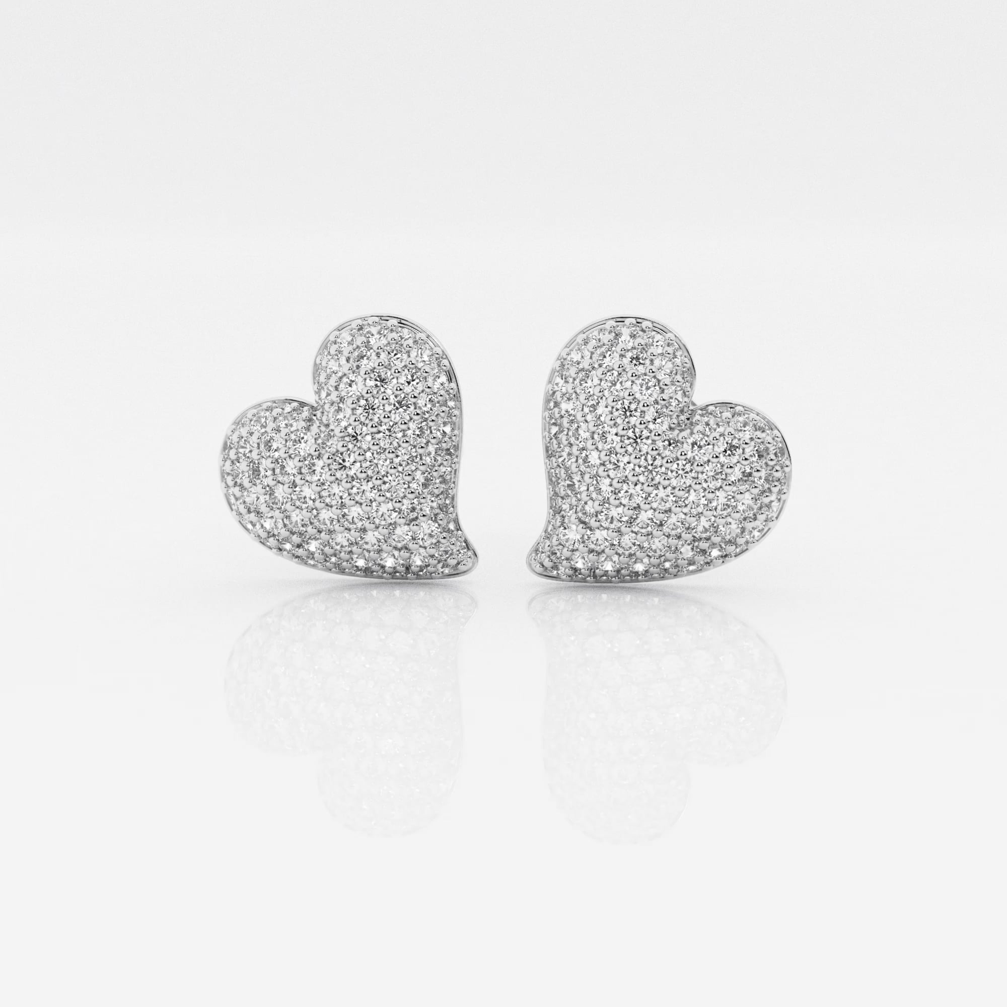 product video for 3/4 ctw Round Lab Grown Diamond Heart Shape Pave Fashion Stud Earring