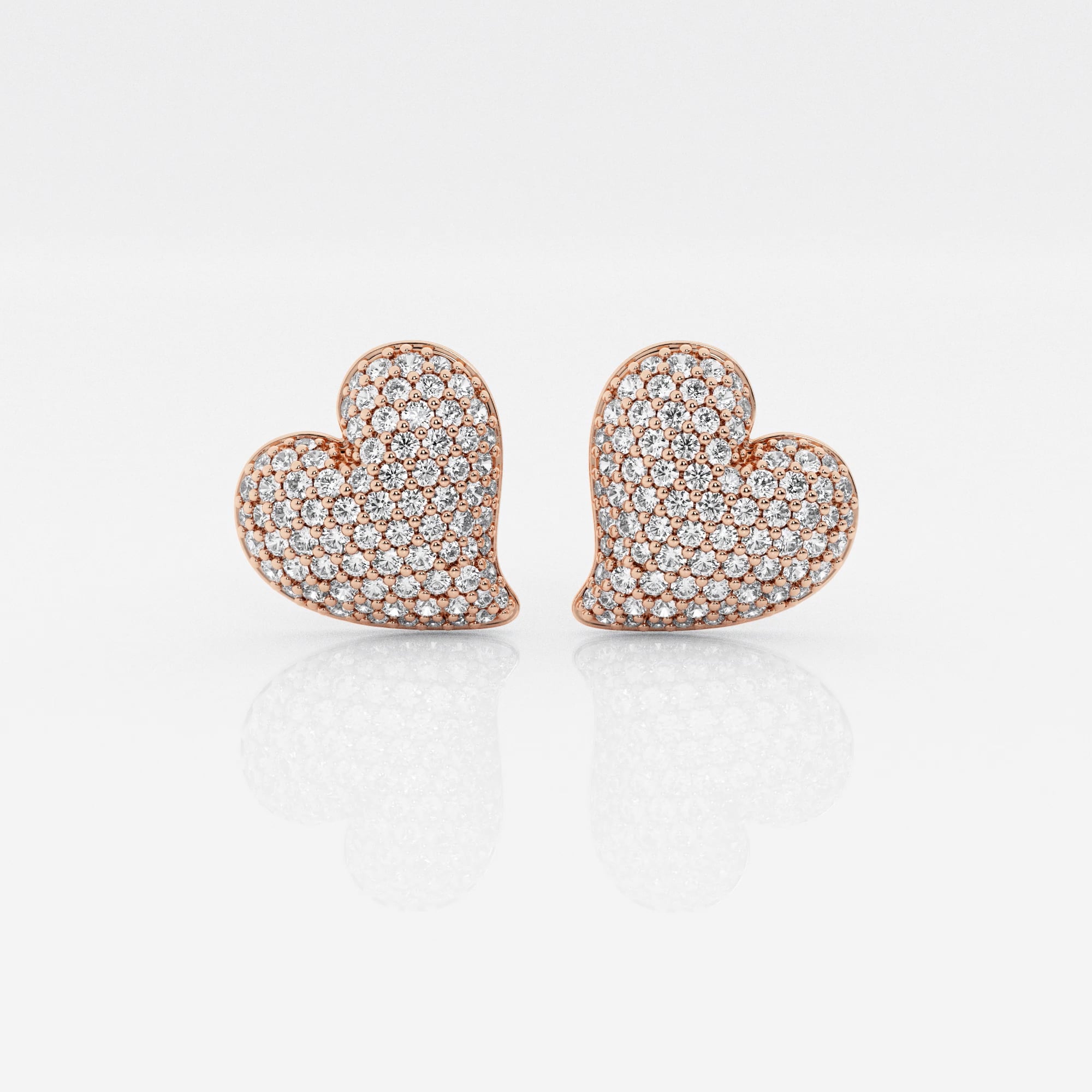 product video for 3/4 ctw Round Lab Grown Diamond Heart Shape Pave Fashion Stud Earring