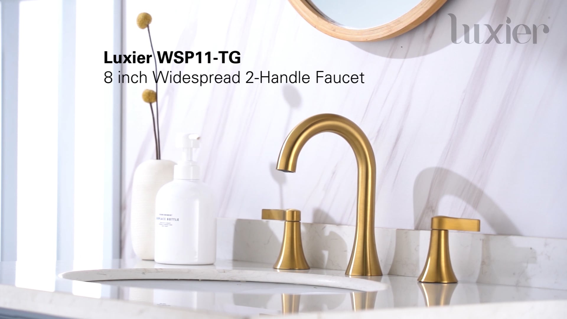 Luxier WSP11-T 2-Handle Widespread Bathroom Faucet with Drain, Matte Black