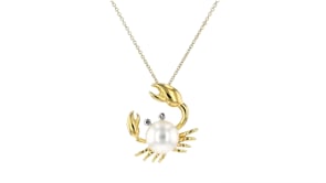 9mm Cultured Pearl Crab Pendant Necklace with Diamond Accents in 18kt Gold Over Sterling