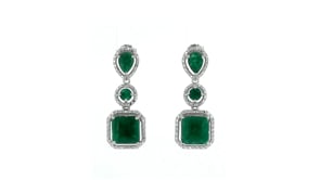 7.30 ct. t.w. Emerald Drop Earrings in Sterling Silver