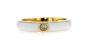 10 Carat Diamond and White Enamel Ring in 18kt Gold Over Sterling