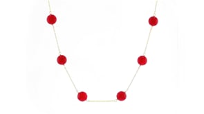 8mm Red Coral Bead Station Necklace in 14kt Yellow Gold