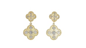 14kt Two-Tone Gold Clover Drop Earrings