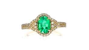 1.30 Carat Emerald and .40 ct. t.w. Diamond Ring in 14kt Yellow Gold