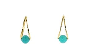 8-8.5mm Turquoise Bead Double-Hoop Earrings in 18kt Gold Over Sterling