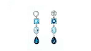 10.40 ct. t.w. Tonal Blue and White Topaz Drop Earrings in Sterling Silver