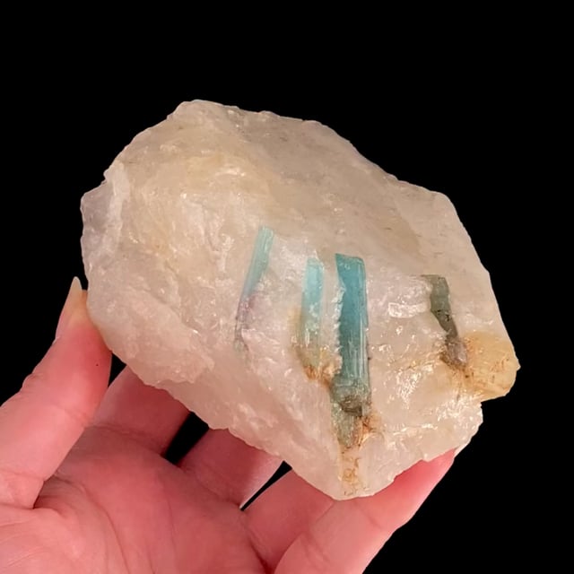 Elbaite (var: Copper-bearing) (''Paraiba Tourmaline'') on Quartz (rare matrix specimen)