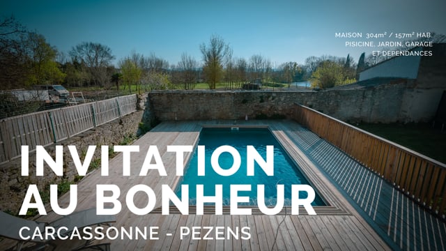 CARCASSONNE - PEZENS Maison de Ville 305m&sup2; (157m&sup2; hab.) avec jardin, piscine, garage, et d&eacute;pendances - VENDU