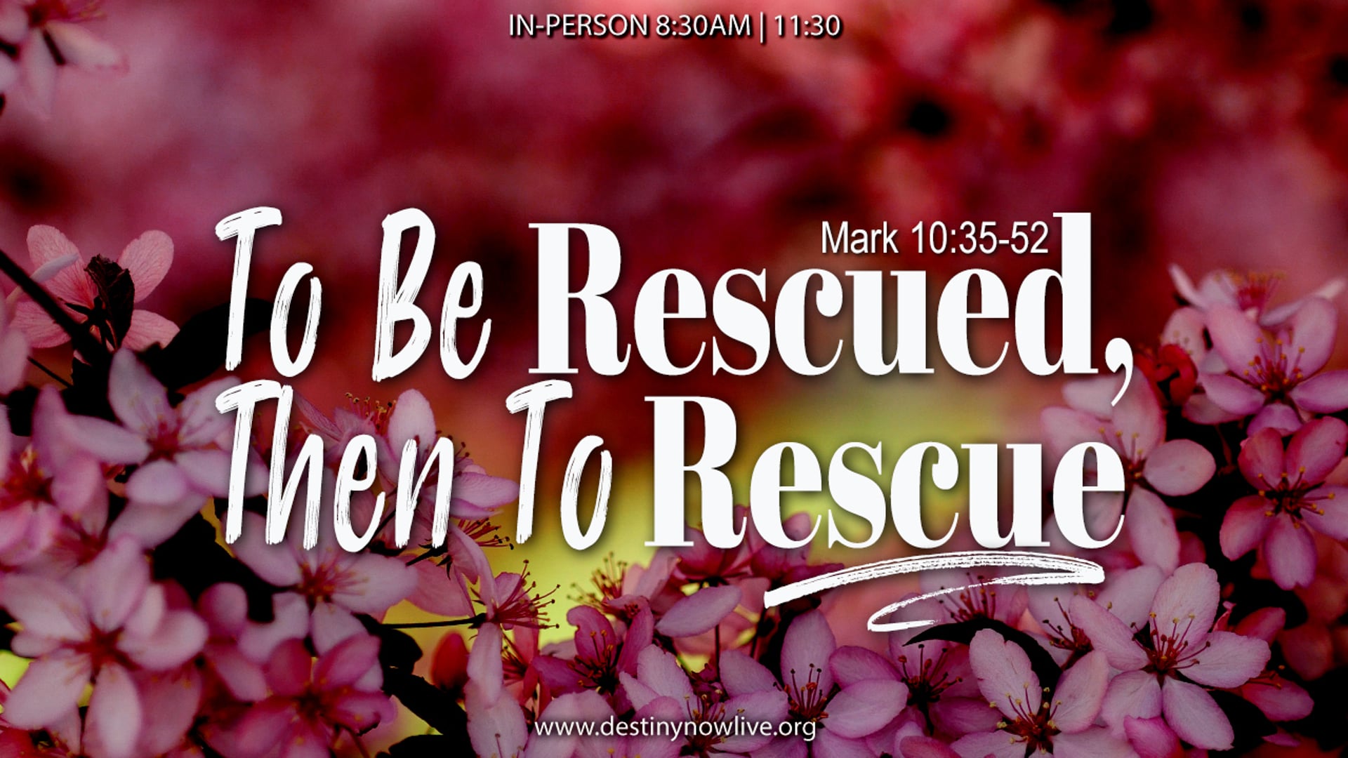 "To Be Rescued, Then To Rescue" - Text to Give - 910-460-3377 - Give Online @ www.destinynow.org