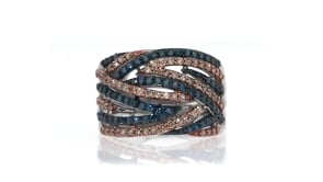 1.00 ct. t.w. Blue and Champagne Diamond Ring in Sterling Silver