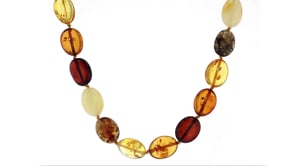 11-13mm Multicolored Amber Bead Necklace with Sterling Silver