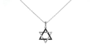 15 ct. t.w. Black and White Diamond Star of David Pendant Necklace in 14kt White Gold