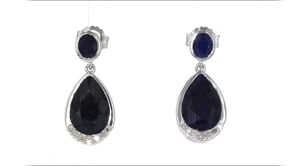 7.10 ct. t.w. Sapphire and .14 ct. t.w. Diamond Drop Earrings in Sterling Silver