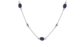 7.00 ct. t.w. Sapphire and .13 ct. t.w Diamond Station Necklace in Sterling Silver