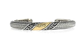 Sterling Silver and 18kt Yellow Gold Bali-Style Cuff Bracelet