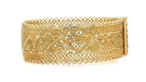 18kt Gold Over Sterling Wide Filigree Bangle Bracelet