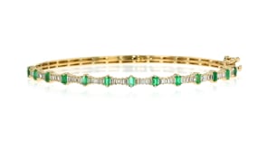 40 ct. t.w. Emerald and .36 ct. t.w. Diamond Bangle Bracelet in 14kt Yellow Gold