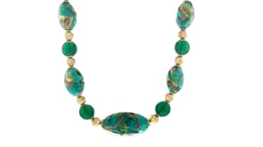 Italian Multicolored Murano Glass Bead Necklace in 18kt Gold Over Sterling