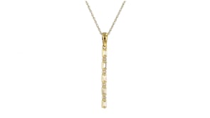 Diamond-Accented Linear Pendant Necklace in 14kt Yellow Gold