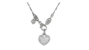 C. 2000 Vintage Judith Ripka 1.50 ct. t.w. Diamond Heart Necklace in 18kt White Gold