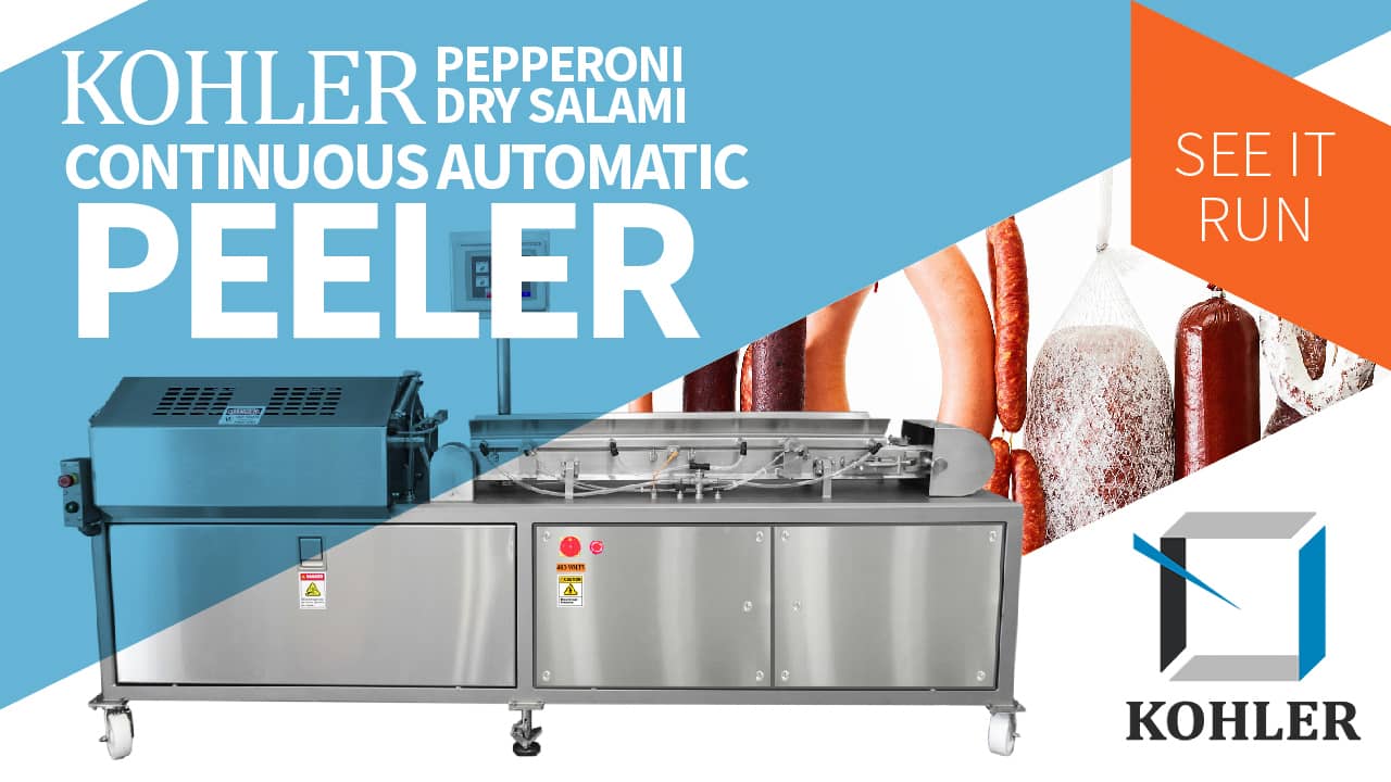 Continuous Automatic Pepperoni/Dry Salami Casing Peeler Kohler