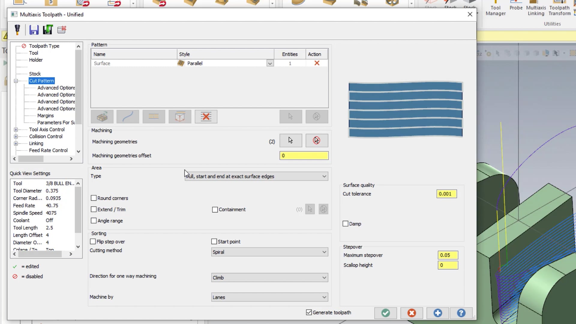 Simultaneous Multi Axis toolpaths