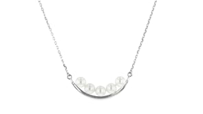 5.5-6mm Cultured Pearl Curved Bar Necklace in Sterling Silver