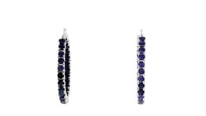 6.00 ct. t.w. Sapphire Inside-Outside Hoop Earrings in Sterling Silver. 1 38