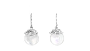 12-13mm Cultured Baroque Coin Pearl Drop Earrings in Sterling Silver