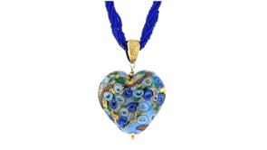 Italian Multicolored Murano Heart Pendant Necklace in 18kt Gold Over Sterling