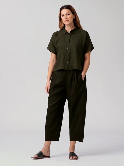 Organic Handkerchief Linen Short-Sleeve Shirt | EILEEN FISHER