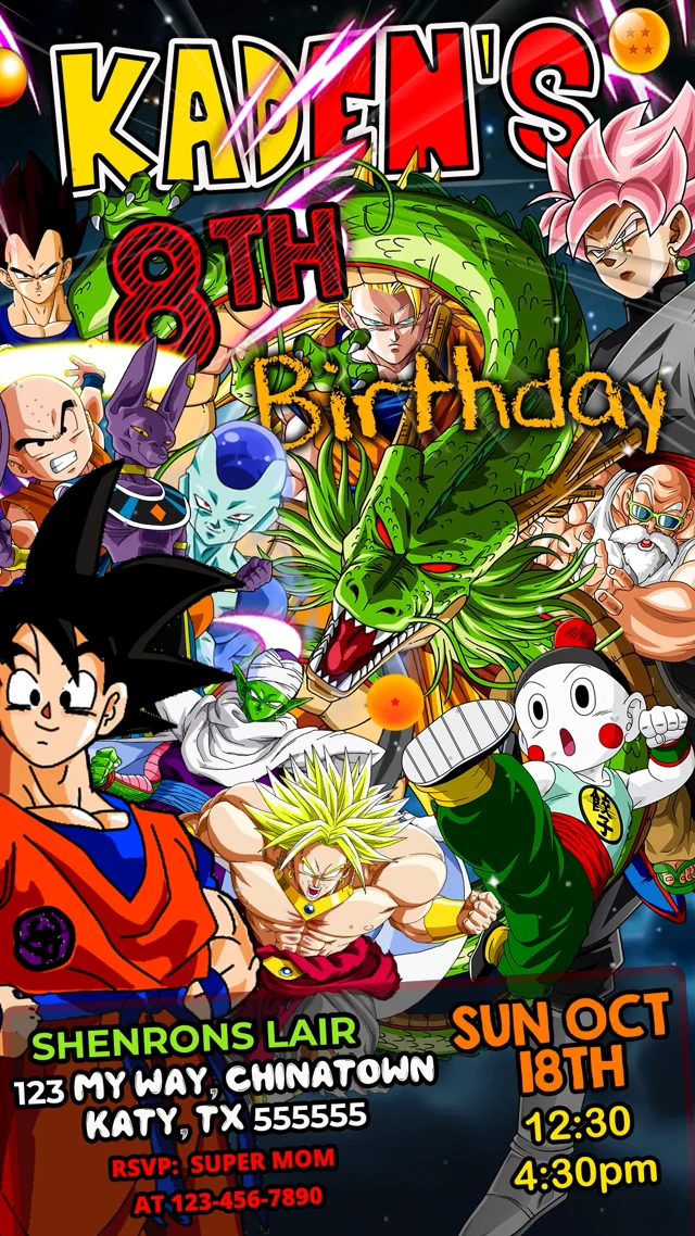 Dragon Ball Super Sayajin Birthday Invitation – Easy Inviting