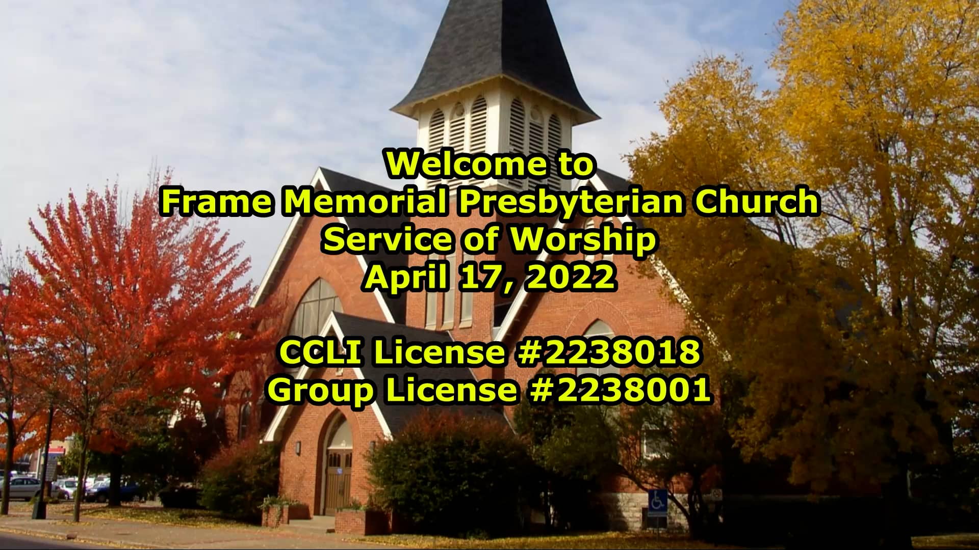 Frame Memorial Presbyterian Church Worship 5-1-2022 on Vimeo