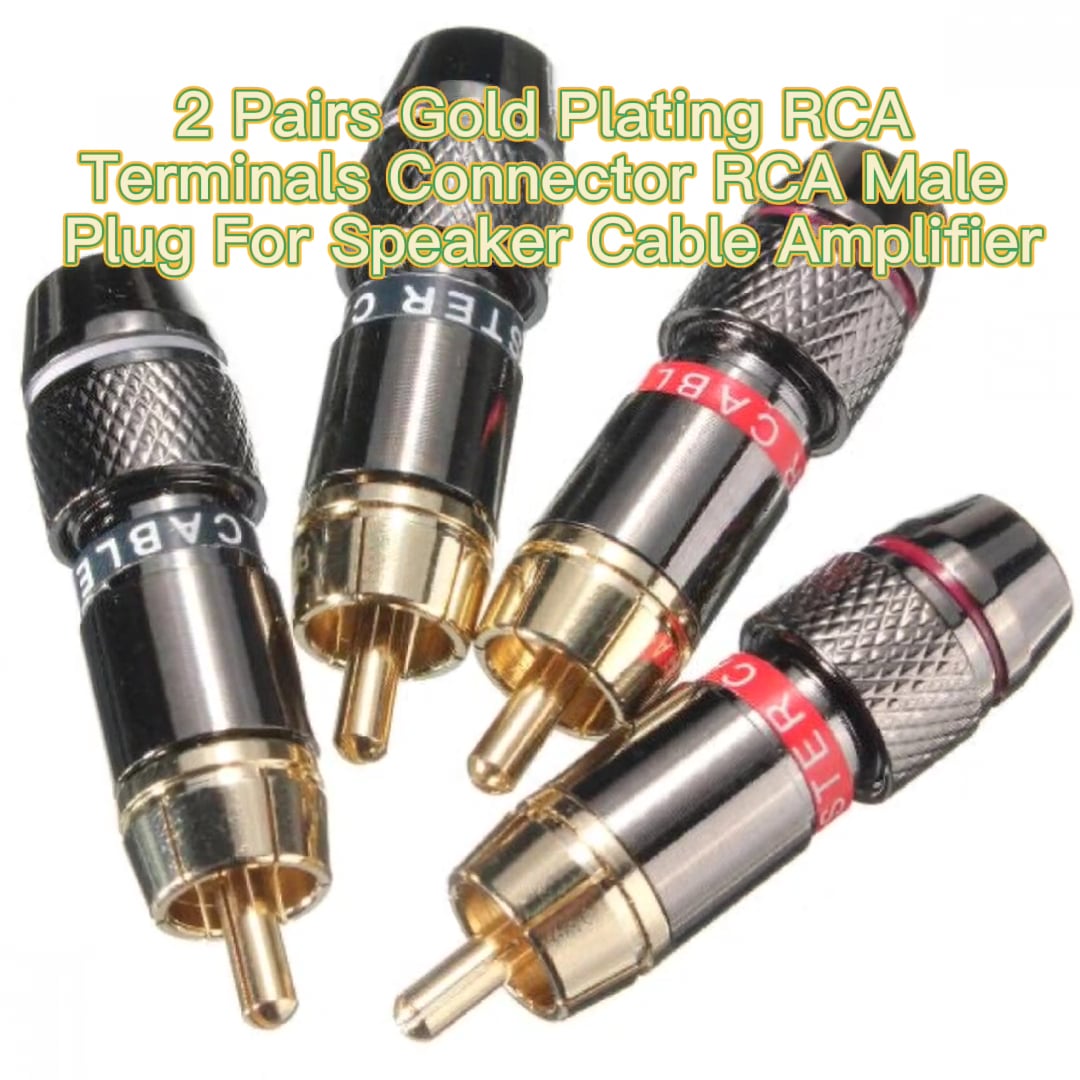 2 Pairs Gold Plating RCA Terminals Connector RCA Male Plug For Speaker ...
