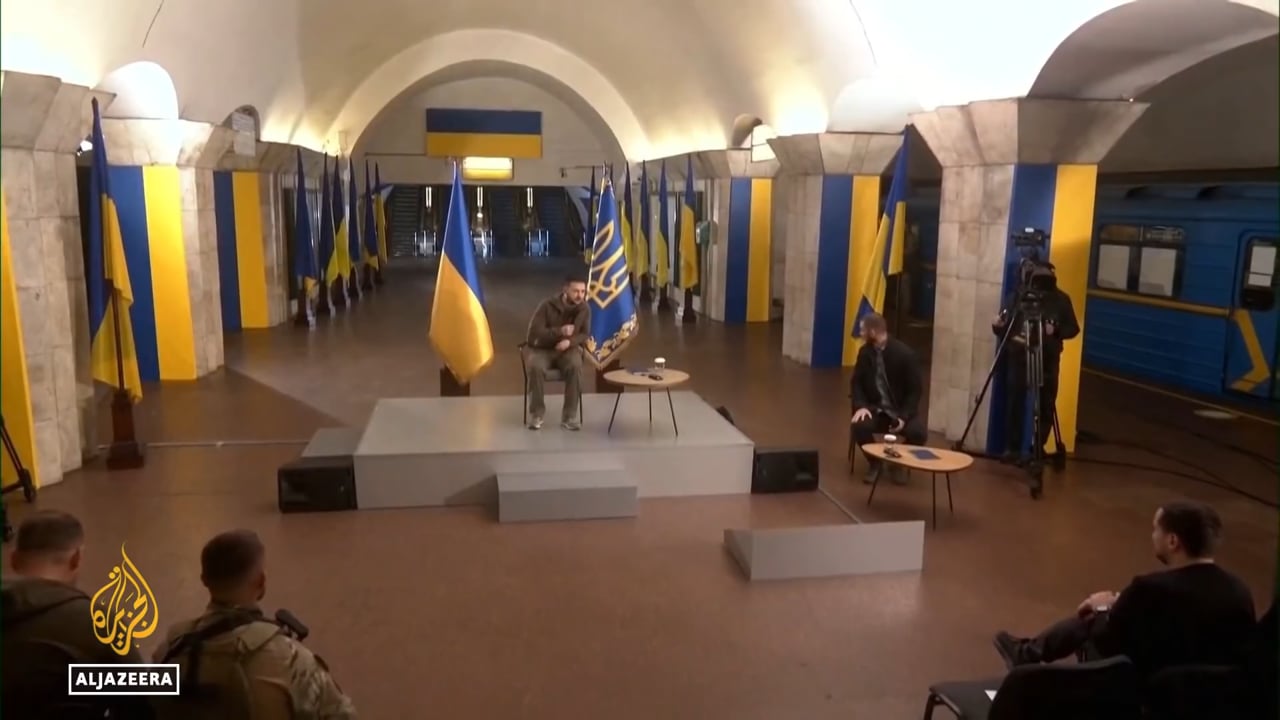 War in Ukraine - Kyiv 23rd April 2022 - Zelensky Holds defiant Press Conference deep Underground.
