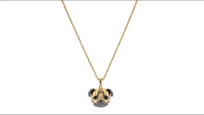 18kt Gold Over Sterling Pug Pendant Necklace with Black Spinel Accents