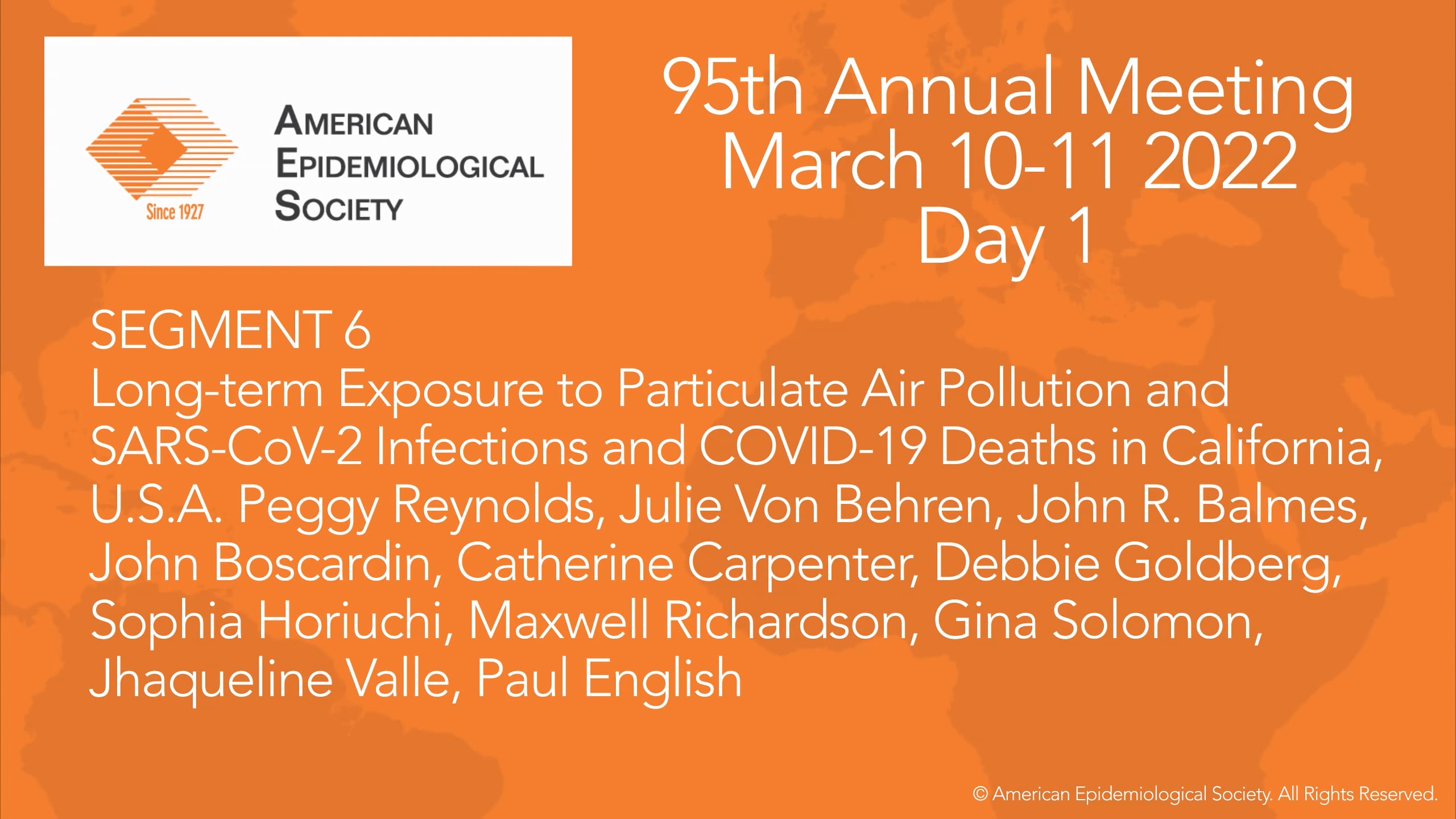 American Epidemiological Society Day 1 Segment 6 Pollution and Covid on