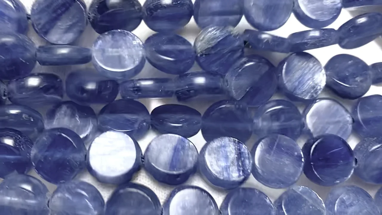 ☆天然石☆タンザナイト コインカット 半連《約18cm》 天然石ビーズ m823 TK0213 【