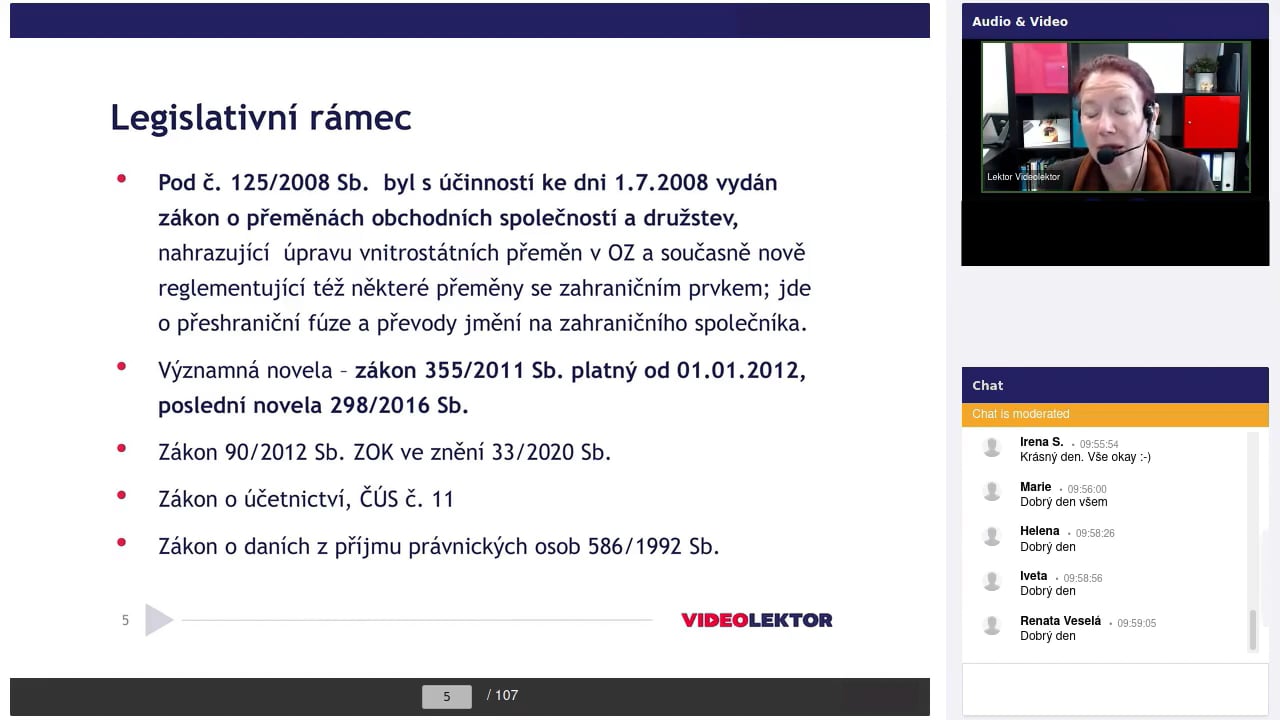 Změny společností - ukončení činnosti, převody a transformace 2022