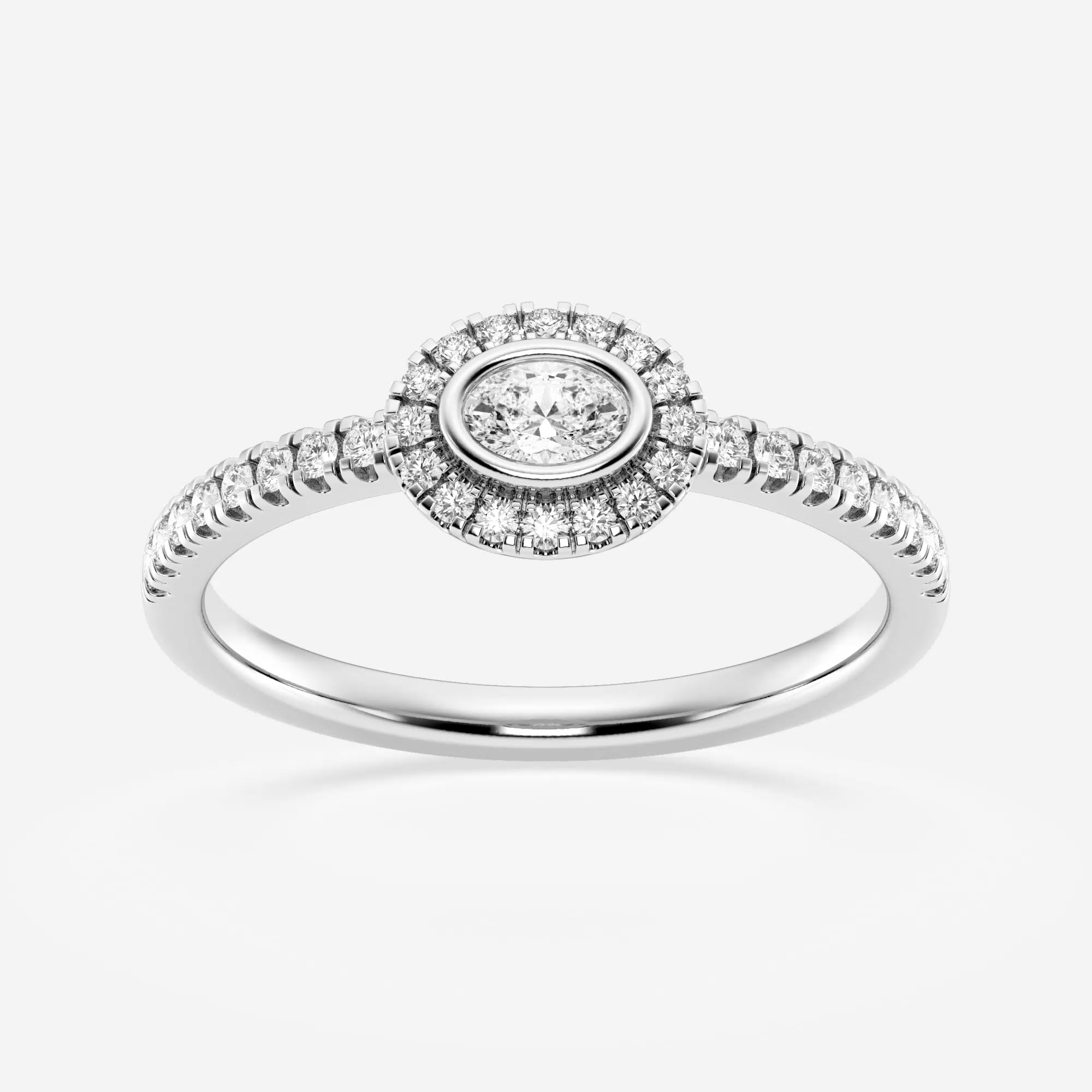 product video for 1/3 ctw Oval Lab Grown Diamond East West Halo Fashion Ring