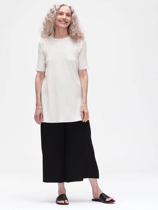 Textured Stretch Rib Round Neck Tunic | EILEEN FISHER Textured Stretch Rib Round Neck Tunic | EILEEN FISHER